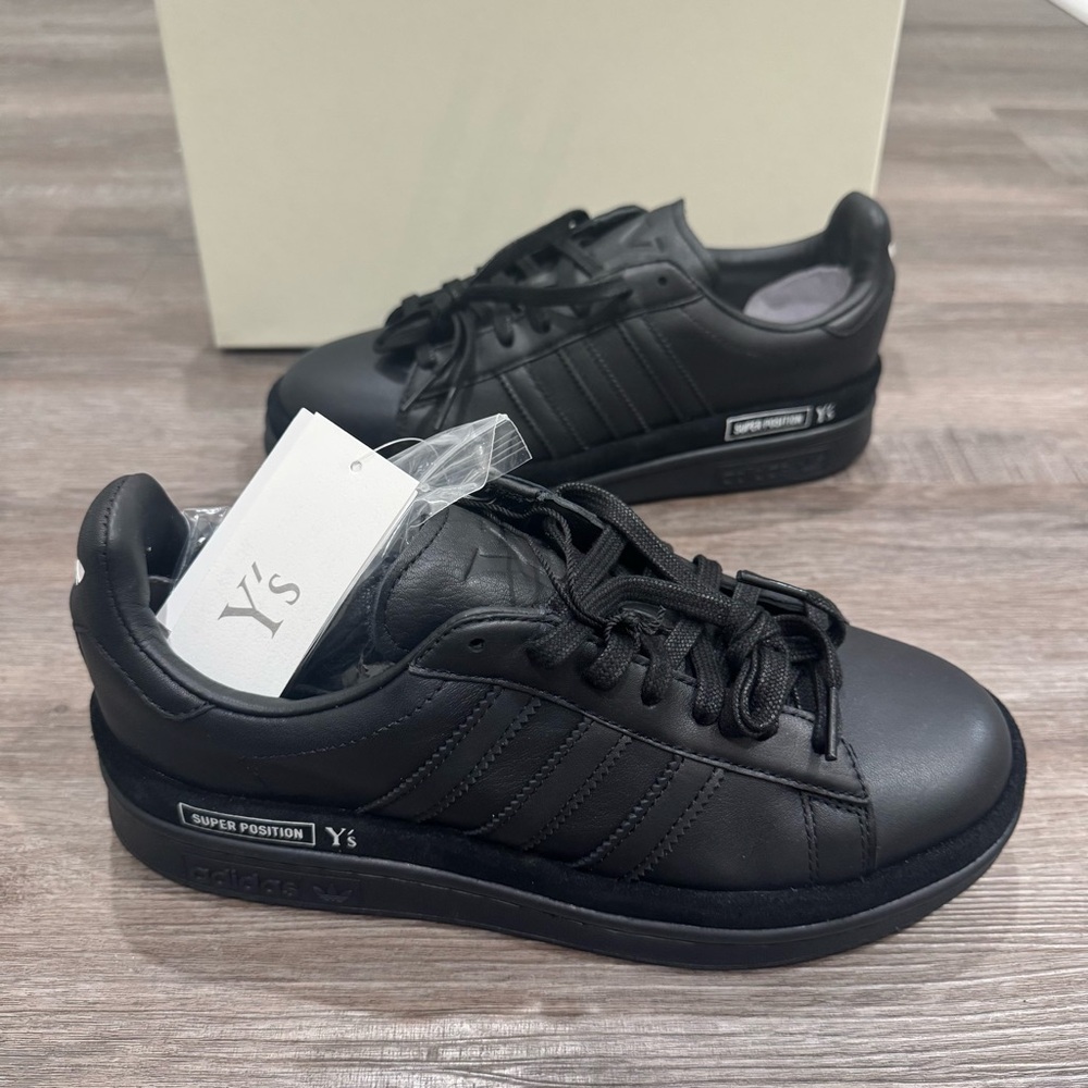 Y’s by Yohji Yamamoto Y3 adidas Wedge Stan Black Leather Sneakers
